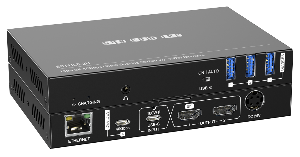 syscomtec Dockingstation USB-C 100 Watt auf 2xHDMI2.0/ 4K,5K/ USB/LAN SCT-UC5-2H